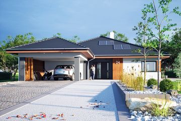  Projekt domu Aura z wiatą [A1] (WRF2377) - projekt domu parterowego - Zdjęcie 1