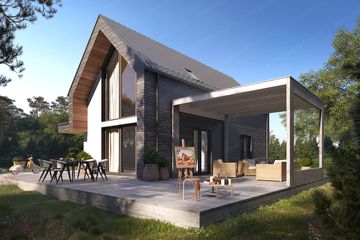  Projekt domu Polny - drewniany (GDE1042) - projekt domu parterowego - Zdjęcie 1