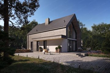  Projekt domu Polny 2 - drewniany (GDE1044) - projekt domu parterowego z poddaszem - Zdjęcie 1