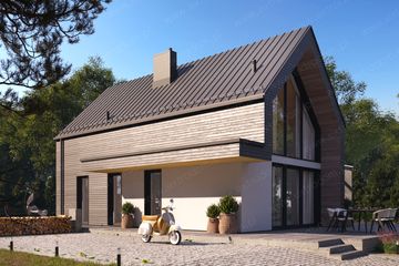  Projekt domu Polny 2 - drewniany (GDE1044) - projekt domu parterowego z poddaszem - Zdjęcie 1