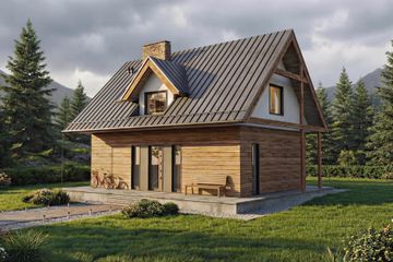  Projekt domu Kubuś 2 - drewniany (GDE1048) - projekt domu parterowego z poddaszem - Zdjęcie 9