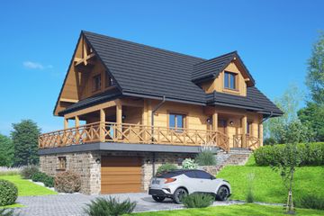  Projekt domu Milicz 59 dw pcr (KRP2714) - projekt domu parterowego z poddaszem - Zdjęcie 1