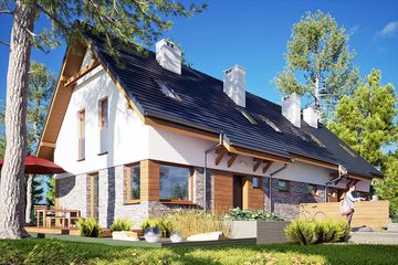  Projekt domu Morwa bez garażu bliźniak [B-BL] (WRF2395) - projekt domu parterowego z poddaszem - Zdjęcie 3