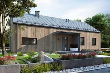 Projekt domu Ka263 Sz - parterowy dom o powierzchni 84,20 m², dach dwuspadowy - ujęcie frontu