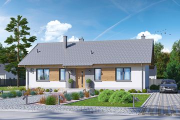  Projekt domu Tracja 2 szkielet drewniany (WOE1185) - projekt domu parterowego - Zdjęcie 2