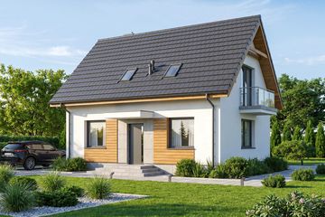 Projekt domu Melon 2 - parterowy z poddaszem dom o powierzchni 78,26 m², dach dwuspadowy - ujęcie 2