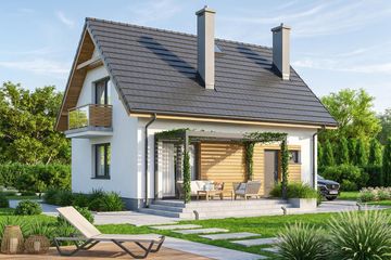 Projekt domu Melon 2 - parterowy z poddaszem dom o powierzchni 78,26 m², dach dwuspadowy - ujęcie 3
