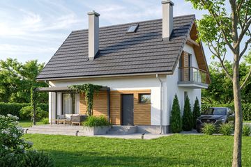 Projekt domu Melon 2 - parterowy z poddaszem dom o powierzchni 78,26 m², dach dwuspadowy - ujęcie 4