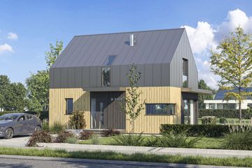 Projekt domu D337B - parterowy z poddaszem dom o powierzchni 94,31 m², dach dwuspadowy, koszt budowy 225 000 zł - ujęcie frontu