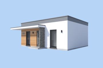 Projekt domu letniskowego Lens dom letniskowy - parterowy dom o powierzchni 42,97 m², dach dwuspadowy - ujęcie 3