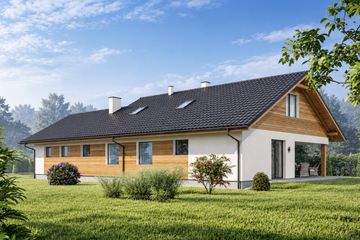 Projekt domu L-317 murowy - parterowy dom o powierzchni 155,96 m², dach dwuspadowy - ujęcie 2