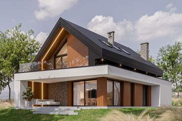  Projekt domu Nasza Stodoła S powiększona (KRY1004) - projekt domu parterowego z poddaszem - Zdjęcie 1