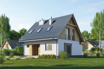  Projekt domu E-71 (WAX1225) - projekt domu parterowego z poddaszem - Zdjęcie 1