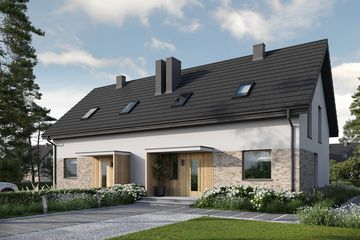  Projekt domu Eco 47 - bliźniak (WOZ1063) - projekt domu parterowego z poddaszem - Zdjęcie 1