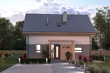  Projekt domu D338 - wersja drewniana (WAI1469) - projekt domu parterowego z poddaszem - Zdjęcie 2