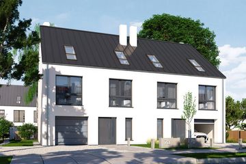Projekt domu Fast jednorodzinny dwulokalowy - z pełnym piętrem dom o powierzchni 272 m², dach dwuspadowy, koszt budowy 241 000 zł - ujęcie frontu