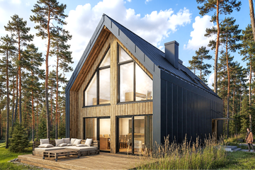 Projekt domu L-302X - parterowy z poddaszem dom o powierzchni 85,22 m², dach dwuspadowy - ujęcie frontu