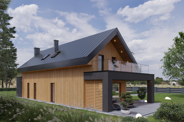  Projekt domu Nasza Stodoła M wersja szkieletowa (KRY1007) - projekt domu parterowego z poddaszem - Zdjęcie 3