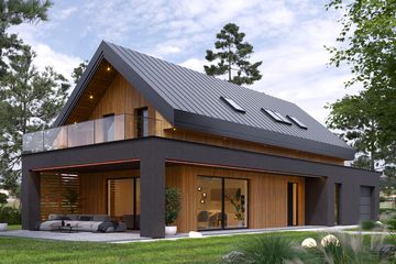  Projekt domu Nasza Stodoła M wersja szkieletowa (KRY1007) - projekt domu parterowego z poddaszem - Zdjęcie 1