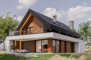  Projekt domu Nasza Stodoła S powiększona wersja szkieletowa (KRY1011) - projekt domu parterowego z poddaszem - Zdjęcie 1