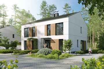 Projekt domu BK-19 - z pełnym piętrem dom o powierzchni 105,34 m², dach dwuspadowy - ujęcie frontu