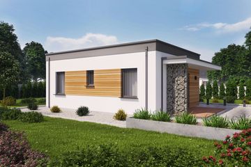 Projekt domu Lens szkielet drewniany dom letniskowy - parterowy dom o powierzchni 46,81 m², dach płaski - ujęcie 2