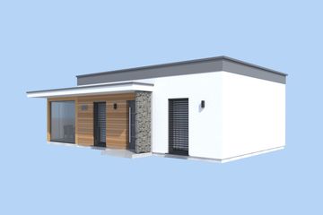 Projekt domu Lens 2 C szkielet drewniany dom mieszkalny, całoroczny - parterowy dom o powierzchni 48,12 m², dach płaski - ujęcie 4