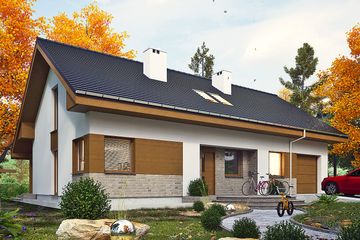  Projekt domu Paprotka z garażem 1-st. [A] (WRF2418) - projekt domu parterowego z poddaszem - Zdjęcie 1