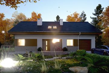  Projekt domu Paprotka z garażem 1-st. [A] (WRF2418) - projekt domu parterowego z poddaszem - Zdjęcie 3