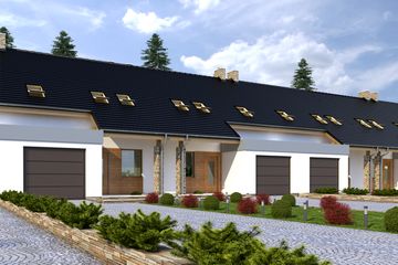  Projekt domu Norbert z garażem 1-st. szeregówka [A-SZL] (WRF2417) - projekt domu parterowego z poddaszem - Zdjęcie 1
