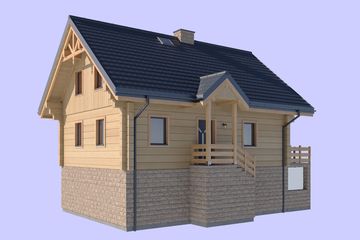  Projekt domu L-205 z bali (SLU1046) - projekt domu parterowego z poddaszem - Zdjęcie 4