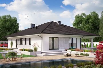 Projekt domu Ka23 war.2 Sz - parterowy dom o powierzchni 144,68 m², dach kopertowy - ujęcie 2