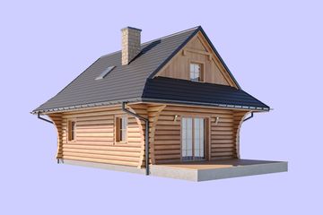  Projekt domu L-306 z bali (SLU1047) - projekt domu parterowego z poddaszem - Zdjęcie 3