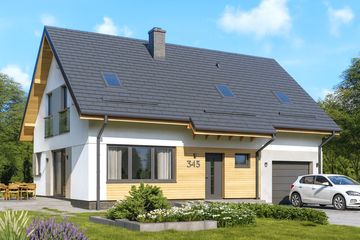 Projekt domu APS 345 ECO (LUA1596) - projekt domu parterowego z poddaszem - Zdjęcie 1