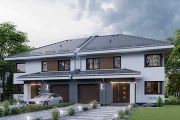  Projekt domu APS 330 wariant 2 bliźniaczy ECO (LUA1594) - projekt domu z pełnym piętrem - Zdjęcie 1