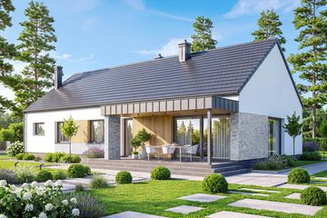 Projekt domu Abelia 2 modern - parterowy dom o powierzchni 133,13 m², dach dwuspadowy - ujęcie 2