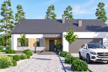 Projekt domu Abelia 2 modern - parterowy dom o powierzchni 133,13 m², dach dwuspadowy - ujęcie 3