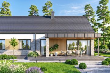 Projekt domu Abelia 2 modern - parterowy dom o powierzchni 133,13 m², dach dwuspadowy - ujęcie 5