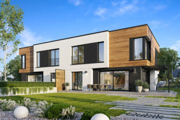 Projekt domu Qubik 3 wariant B - z pełnym piętrem dom o powierzchni 303,53 m², dach płaski - ujęcie 2