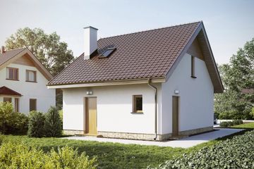  Projekt domu D401 - wersja drewniana (WAI1476) - projekt domu parterowego z poddaszem - Zdjęcie 1