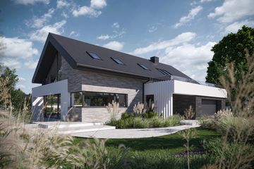  Projekt domu BrickHouse 104 (KRZ1080) - projekt domu parterowego z poddaszem - Zdjęcie 2