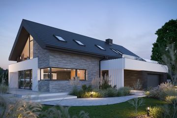  Projekt domu BrickHouse 104 (KRZ1080) - projekt domu parterowego z poddaszem - Zdjęcie 1