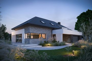  Projekt domu BrickHouse 103 (KRZ1081) - projekt domu parterowego z poddaszem - Zdjęcie 3