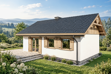 Projekt domu L-239 szkieletowy - parterowy dom o powierzchni 50,82 m², dach dwuspadowy - ujęcie 3
