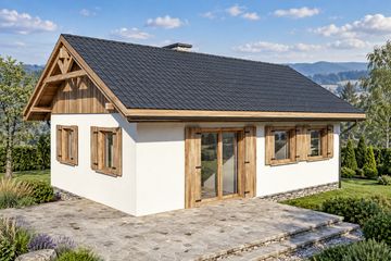Projekt domu L-239 szkieletowy - parterowy dom o powierzchni 50,82 m², dach dwuspadowy - ujęcie 4