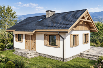 Projekt domu L-239 szkieletowy - parterowy dom o powierzchni 50,82 m², dach dwuspadowy - ujęcie 2
