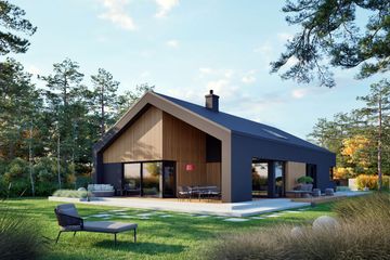 Projekt domu Daniel IX G2 energo plus - parterowy dom o powierzchni 135,12 m², dach dwuspadowy, koszt budowy 474 000 zł - ujęcie frontu