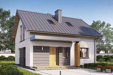  Projekt domu D153BD - wersja drewniana (WAI1484) - projekt domu parterowego z poddaszem - Zdjęcie 1