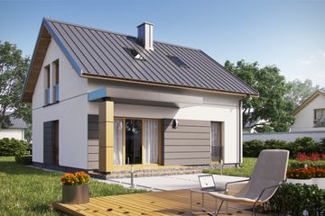  Projekt domu D153BD - wersja drewniana (WAI1484) - projekt domu parterowego z poddaszem - Zdjęcie 2