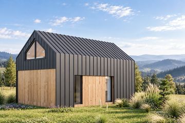 Projekt domu letniskowego L-322 szkieletowy - parterowy dom o powierzchni 32,72 m², dach dwuspadowy - ujęcie 4